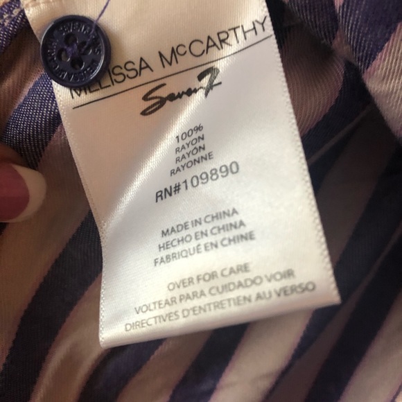 Melissa McCarthy 7 Striped Button down Blouse - Picture 7 of 8